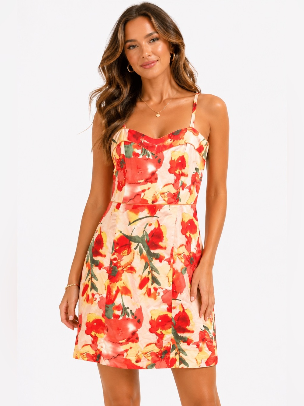 EUC Kristin Davis Size‎ 10 Floral Spaghetti Strap Mini Dress